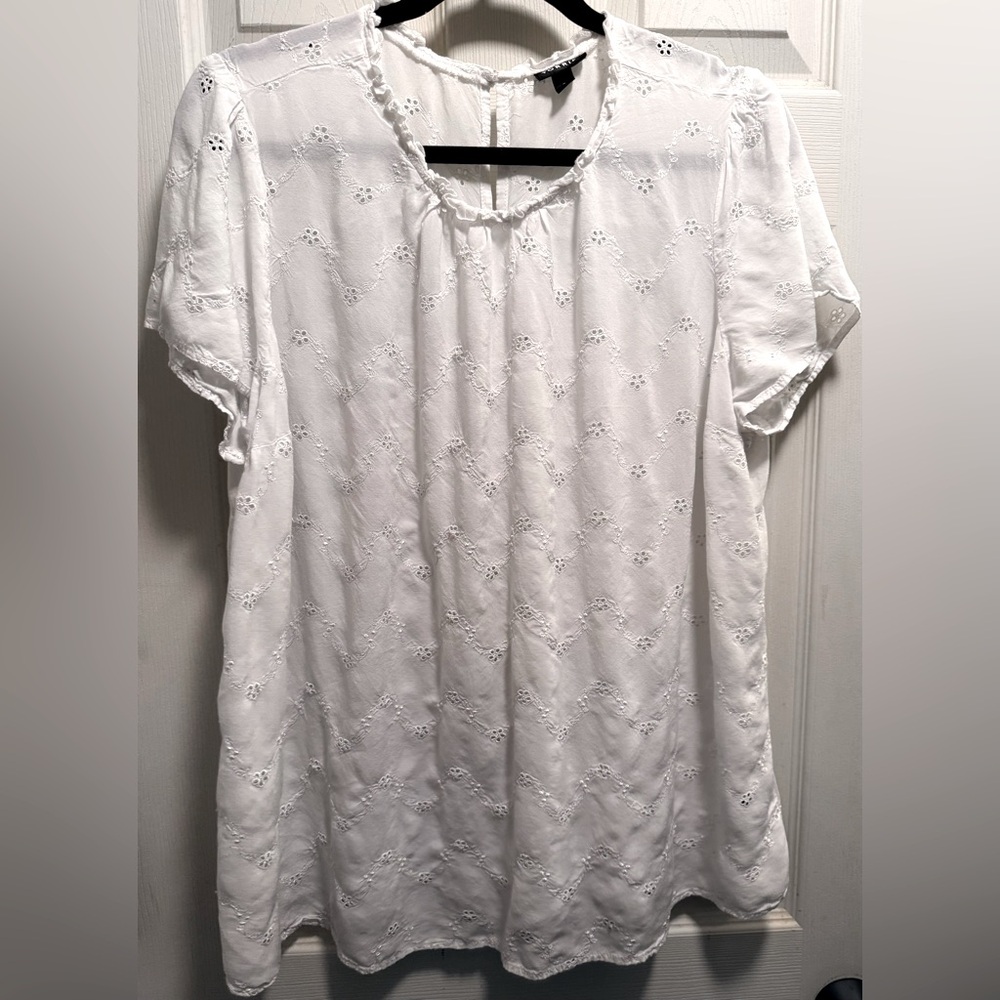 Torrid White Eyelet Blouse